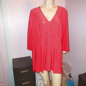 Vtg Jaclyn Smith Glitter Dots Tunic Top Size 3X Stretch Jersey Knit 3/4 Sleeves